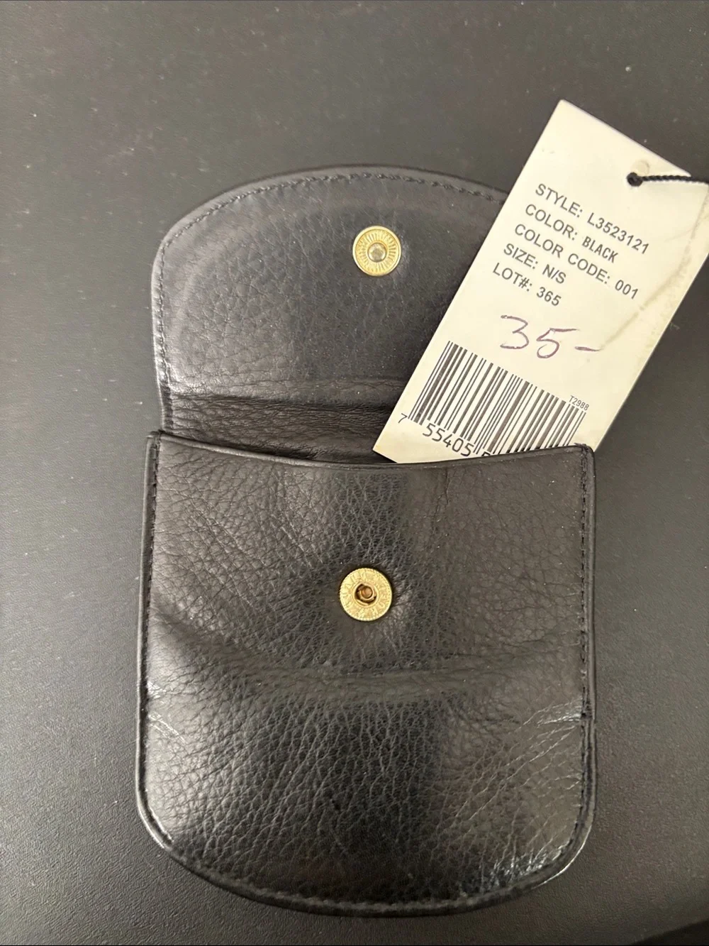 DKNY Black Leather Key & Card Pouch with Gold Clip